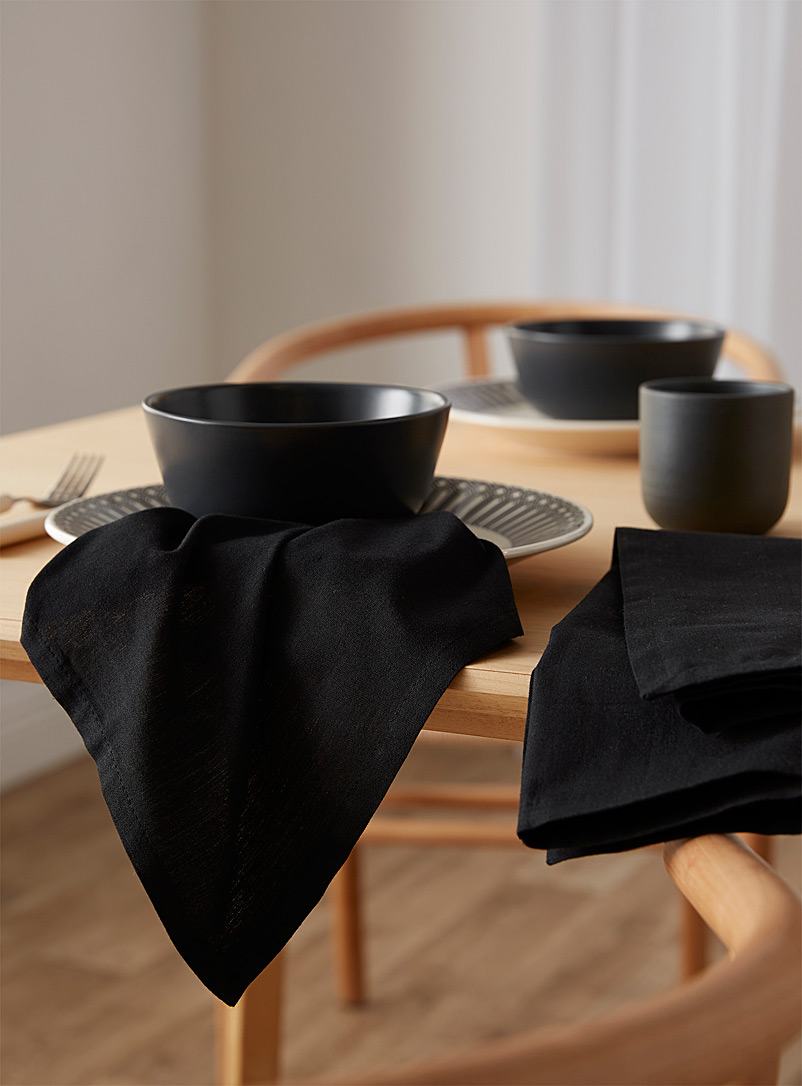 Simons Maison: Les serviettes de table coton bio noires Ensemble de 2 Noir