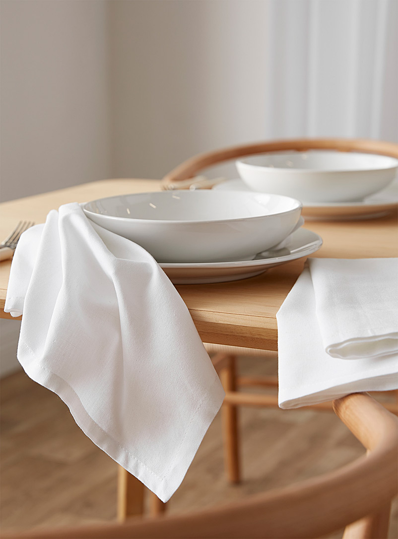Simons Maison: Les serviettes de table coton bio blanches Ensemble de 2 Blanc