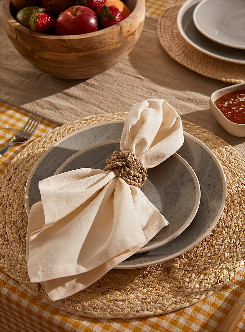 Lot De 8 Serviettes De Table Et 8 Anneaux De Noël - Serviettes Rouges Lavables, Anneaux En Alliage Doré, Pour Fêtes