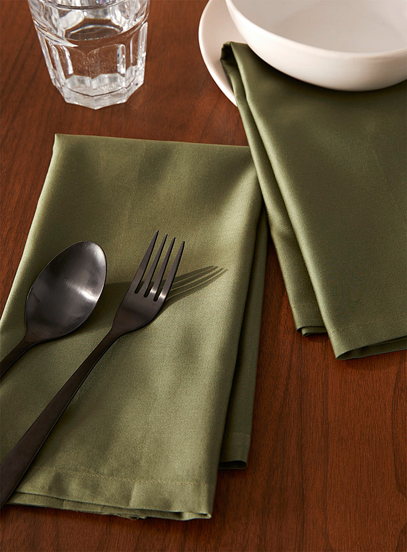 Simons Maison: Les serviettes de table satinées olive Ensemble de 2 Vert foncé-mousse-olive