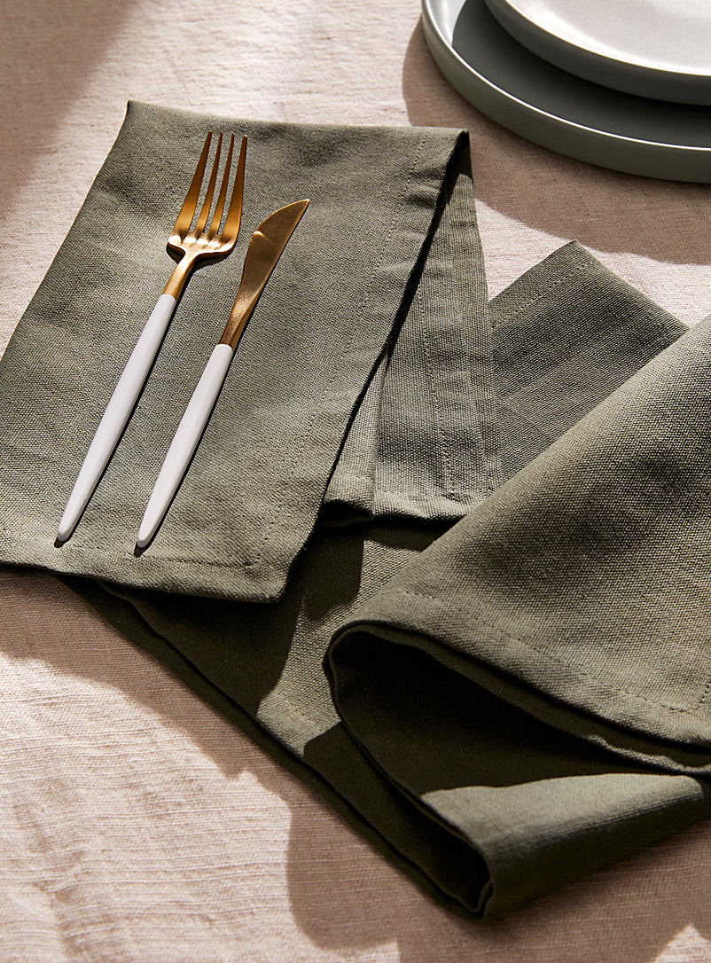 Simons Maison: Les serviettes de table coton recyclé colorées Ensemble de 2 Vert