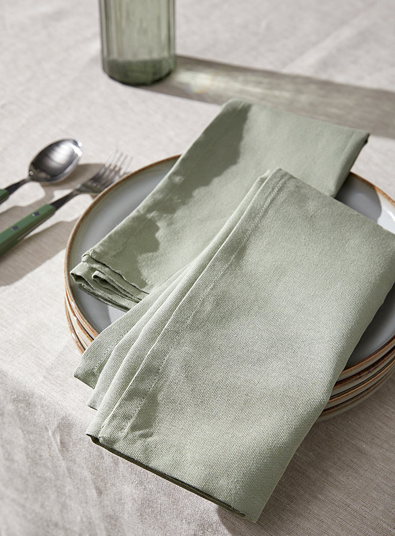 Simons Maison: Les serviettes de table coton recyclé colorées Ensemble de 2 Vert bouteille - Sapin