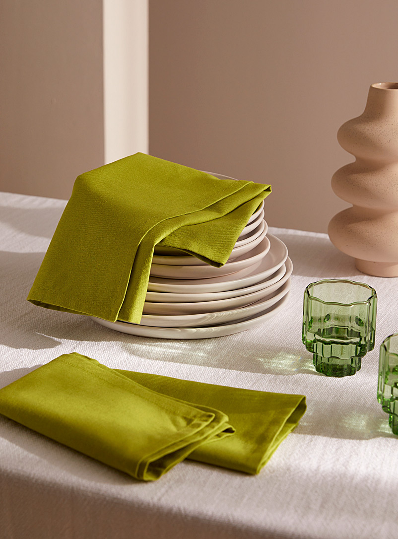 Simons Maison: Les serviettes de table coton recyclé colorées Ensemble de 2 Vert pâle-lime