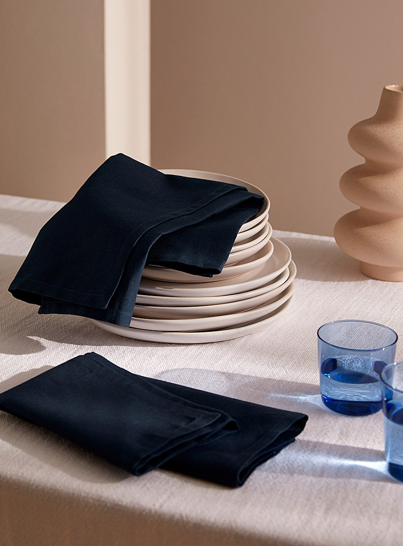 Simons Maison: Les serviettes de table coton recyclé colorées Ensemble de 2 Bleu