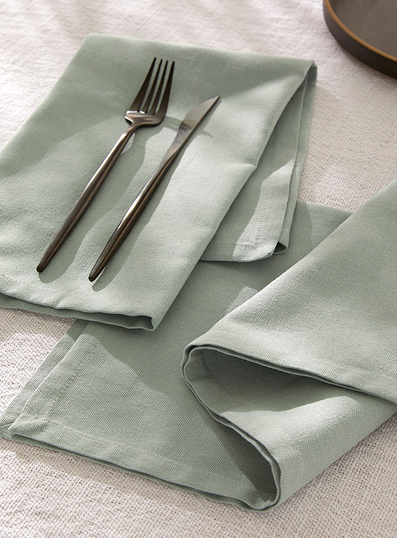 Simons Maison: Les serviettes de table coton recyclé colorées Ensemble de 2 Bleu pâle-bleu poudre