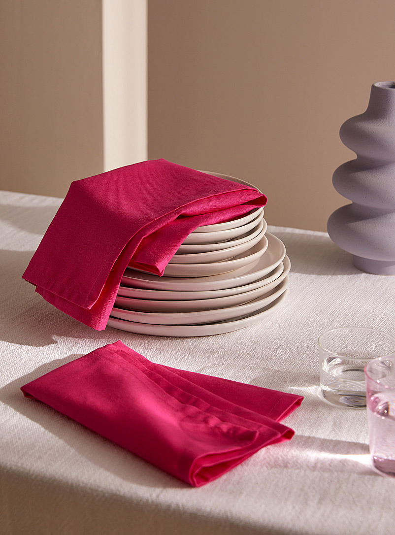 Simons Maison: Les serviettes de table coton recyclé colorées Ensemble de 2 Rose moyen