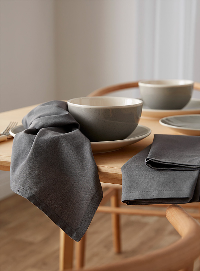 Simons Maison: Les serviettes de table coton bio charbon Ensemble de 2 Gris foncé
