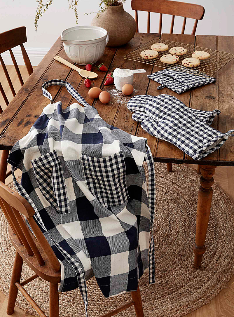 Simons Maison Patterned Blue Gingham check organic cotton accessories