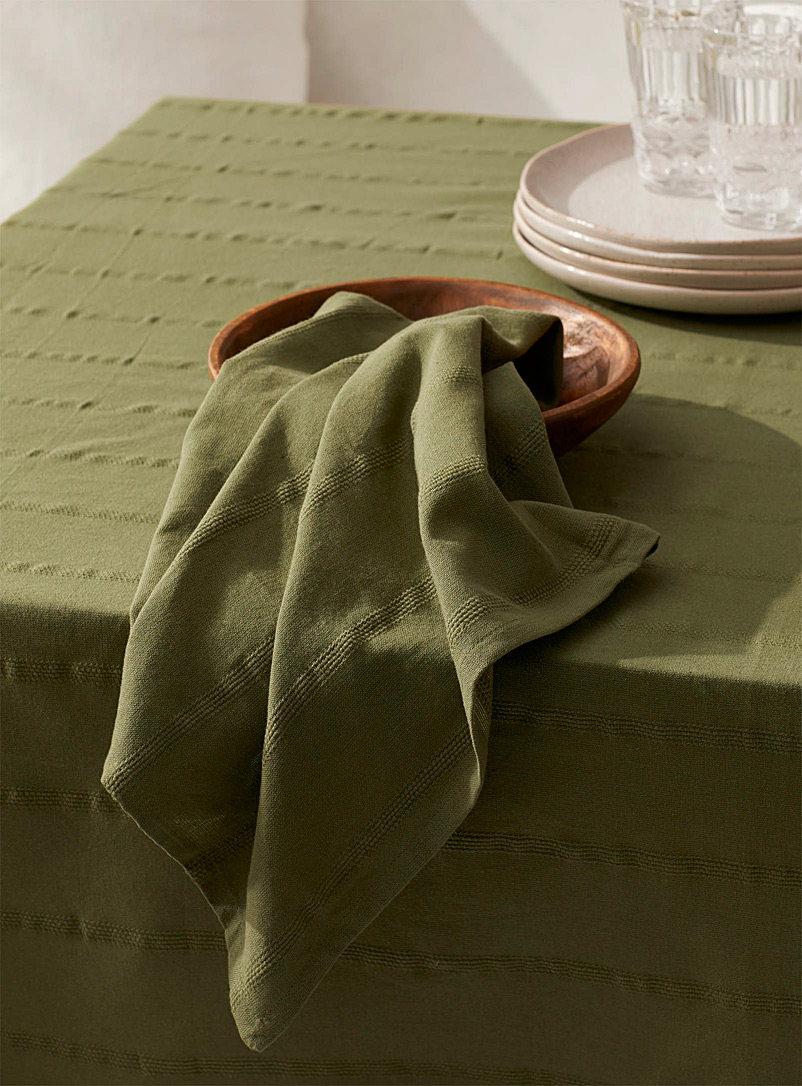 Simons Maison: La serviette de table coton bio olive Vert foncé-mousse-olive