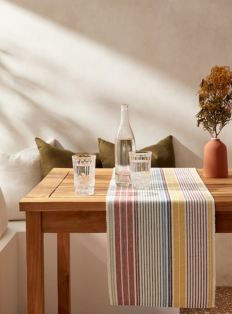 Simons Maison Assorted Exotic stripes organic cotton table runner 33 x 180 cm