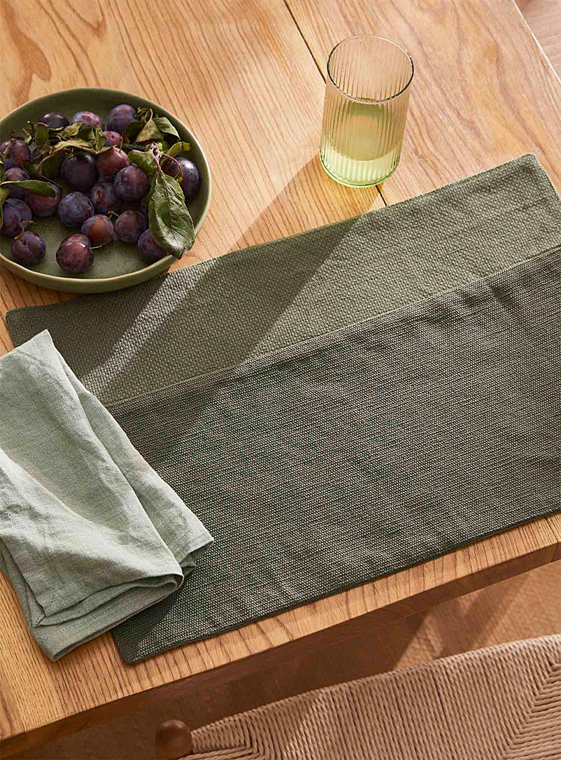 Simons Maison Green Monochrome recycled cotton placemat