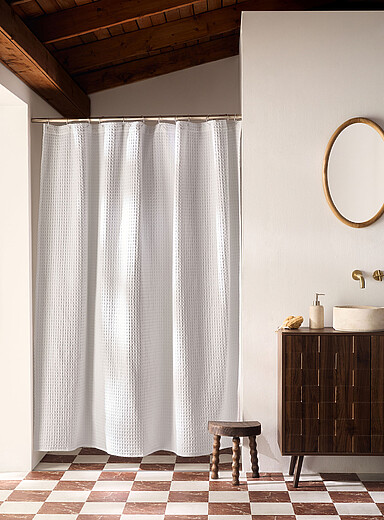 Simons Maison Navy/Midnight Blue Waffled texture shower curtain