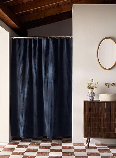 Waffled texture shower curtain