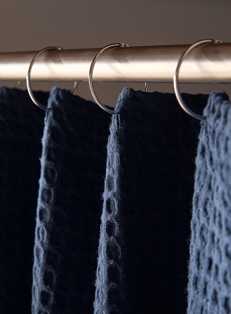 Simons Maison Navy/Midnight Blue Waffled texture shower curtain