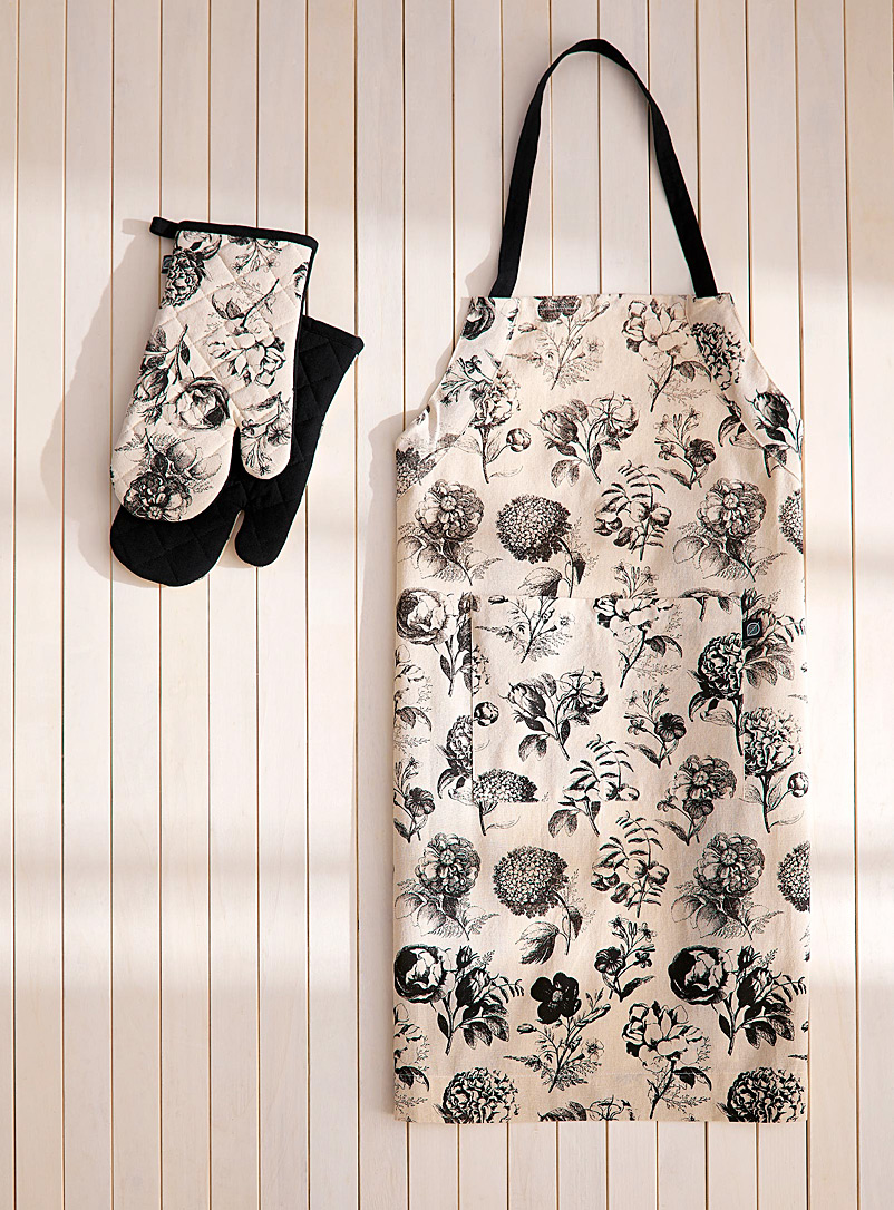 Simons Maison: Les accessoires coton bio fleurs contrastées Blanc et noir
