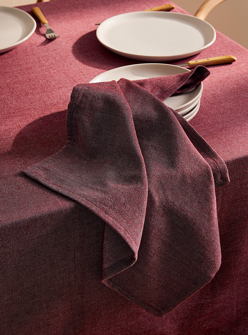 Simons Maison: La serviette de table coton recyclé rhubarbe Rouge foncé-vin-rubis