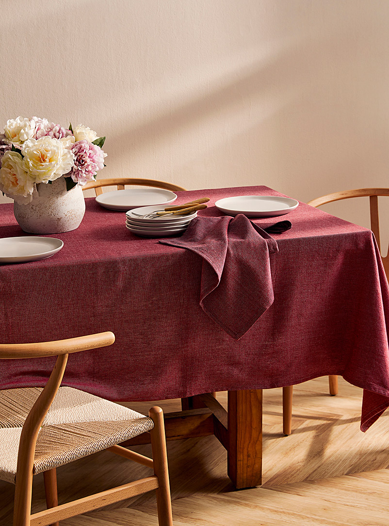Simons Maison Ruby Red Rhubarb recycled cotton tablecloth