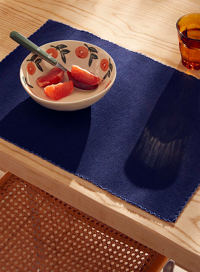 Simons Maison Navy/Midnight Blue Mini-ribbing recycled cotton placemat