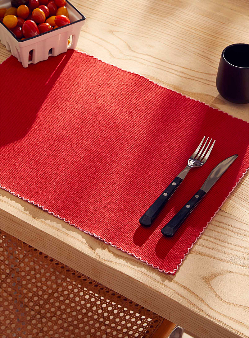 Simons Maison Red Mini-ribbing recycled cotton placemat