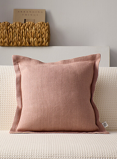 Pure linen ruffled removable-cover cushion 45 x 45 cm