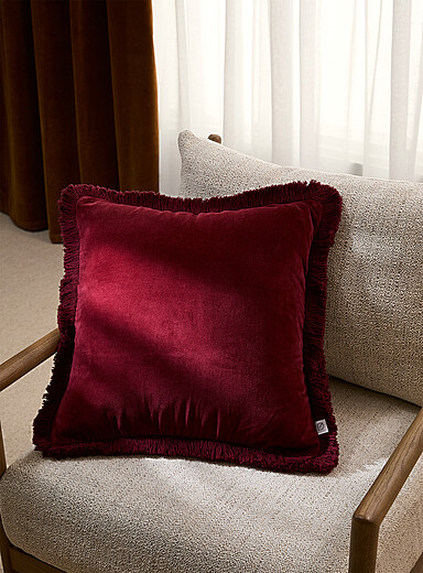 Simons Maison Navy/Midnight Blue Sumptuous velvet fringed removable-cover cushion 50 x 50 cm