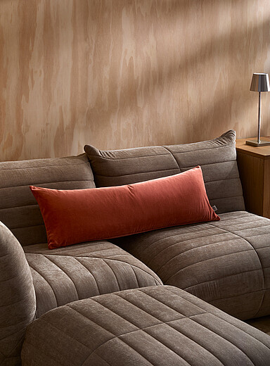 Le coussin d&eacute;houssable doux velours de coton 30 x 90 cm