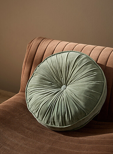 Le coussin circulaire drap&eacute; doux velours 44 cm de diam&egrave;tre