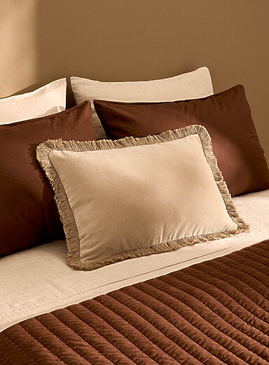 Velvet fringe removable cover cushion 40 x 60 cm