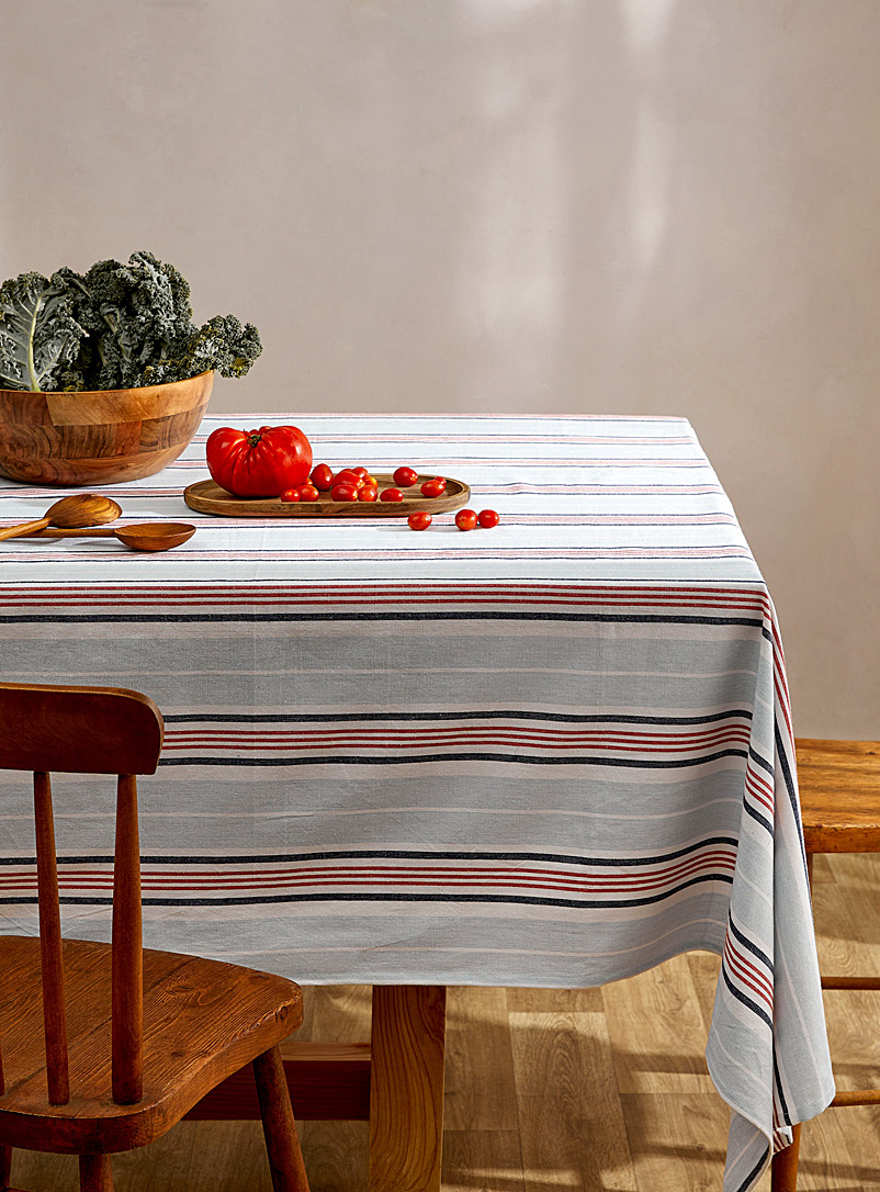 Simons Maison Patterned Blue Nautical stripes recycled cotton tablecloth
