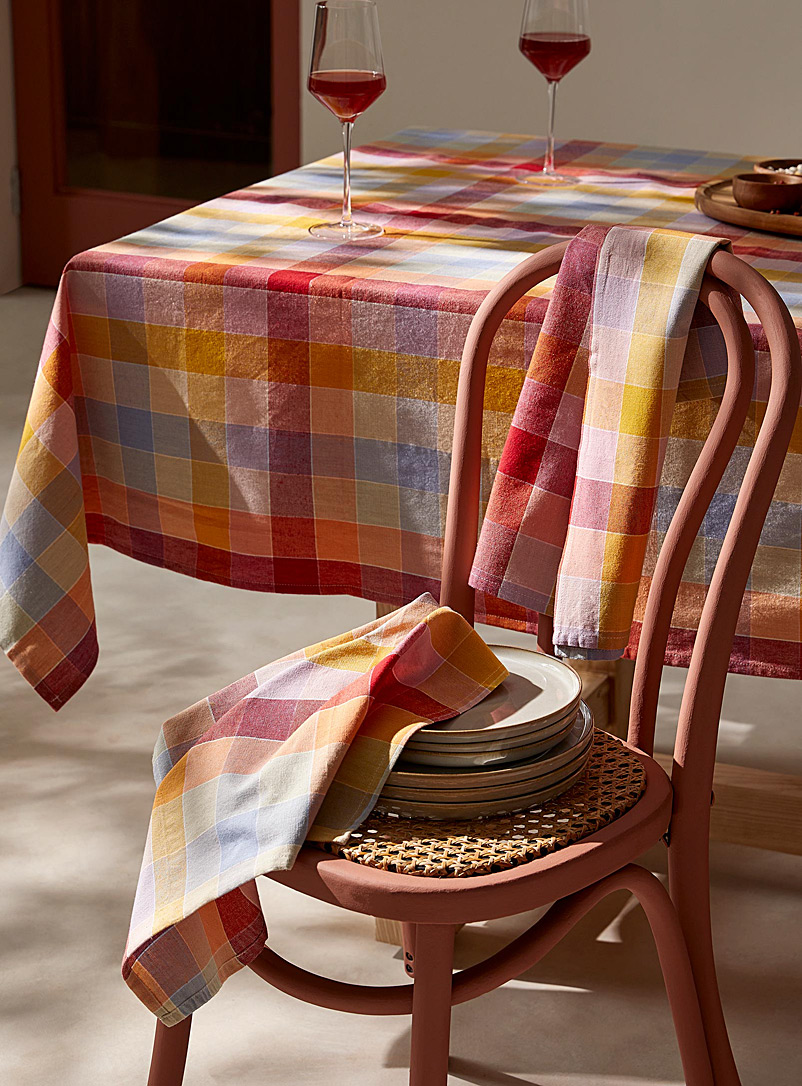 Simons Maison Assorted Sweet checkered recycled cotton napkins Set of 2