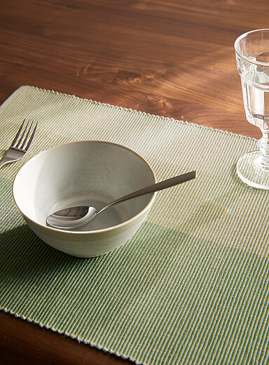 Simons Maison Beige Block-stripe placemat