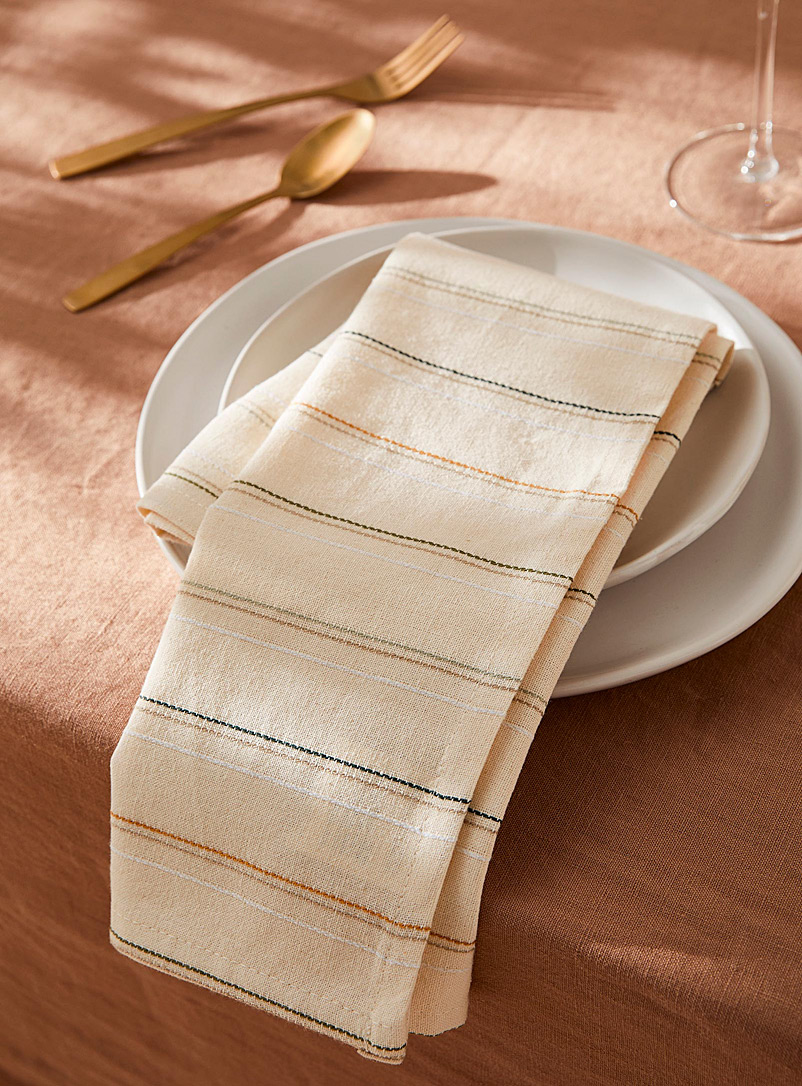 Simons Maison Assorted Nature stripe organic cotton napkin