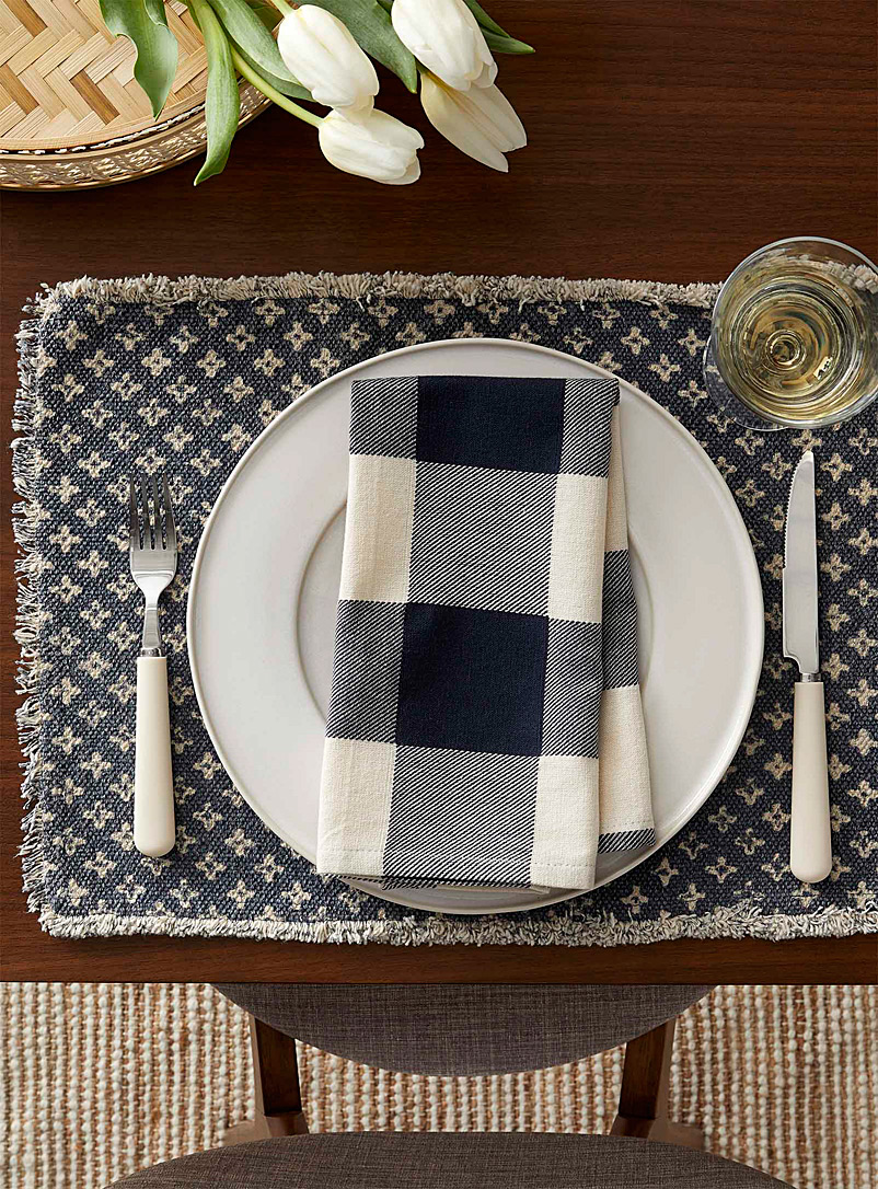 Simons Maison: La serviette de table coton bio carreaux vichy Bleu à motifs