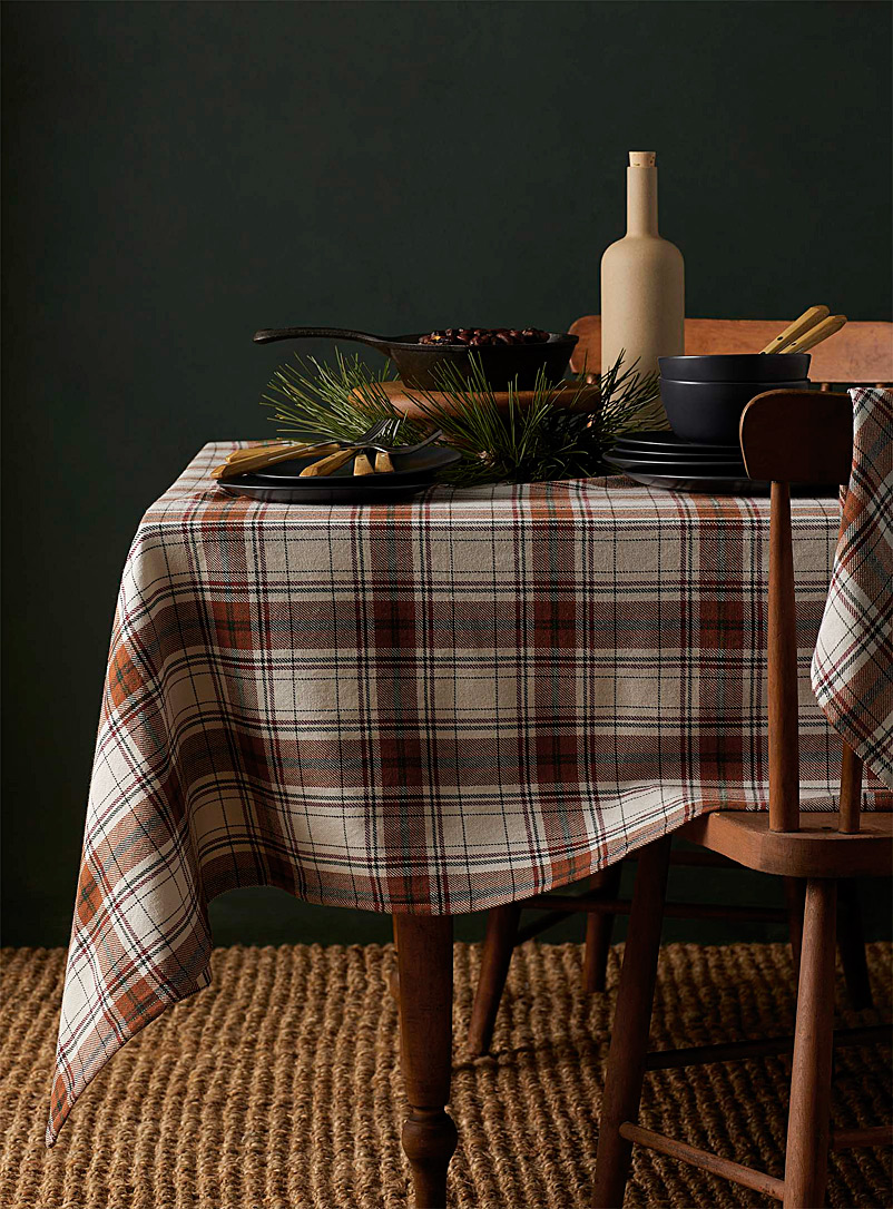 Simons Maison Assorted Autumn plaid organic cotton tablecloth
