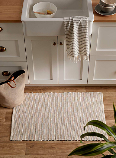 Embossed striped reprocessed cotton rug See available sizes