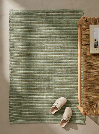 Simons Maison Patterned Green Embossed striped reprocessed cotton rug See available sizes