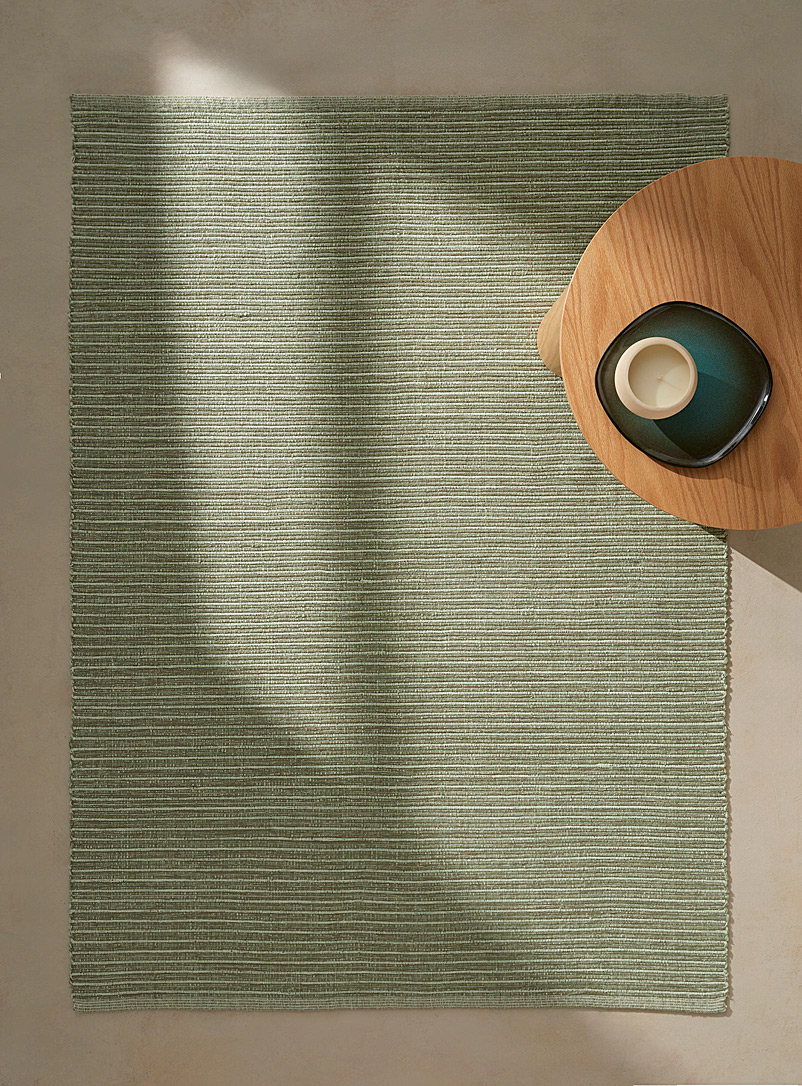 Simons Maison: Le tapis relief coton recyclé 120 x 180 cm Vert à motifs