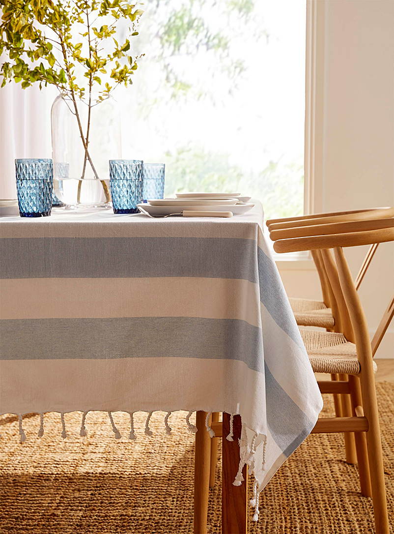 Simons Maison Baby Blue Nautical stripes organic cotton fouta tablecloth