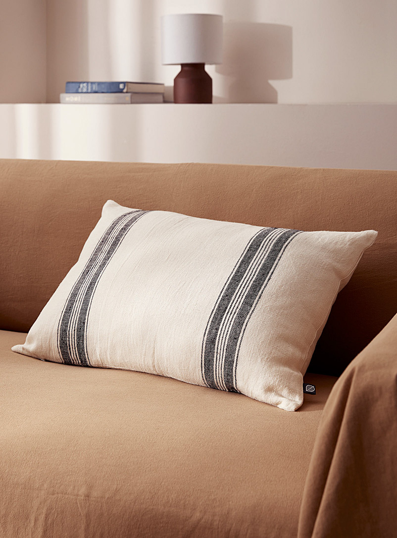 Simons Maison Ecru/Linen Natural stripes pure linen cushion 40 x 60 cm