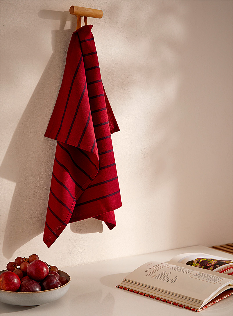 Simons Maison Cherry Red Striped organic cotton tea towel