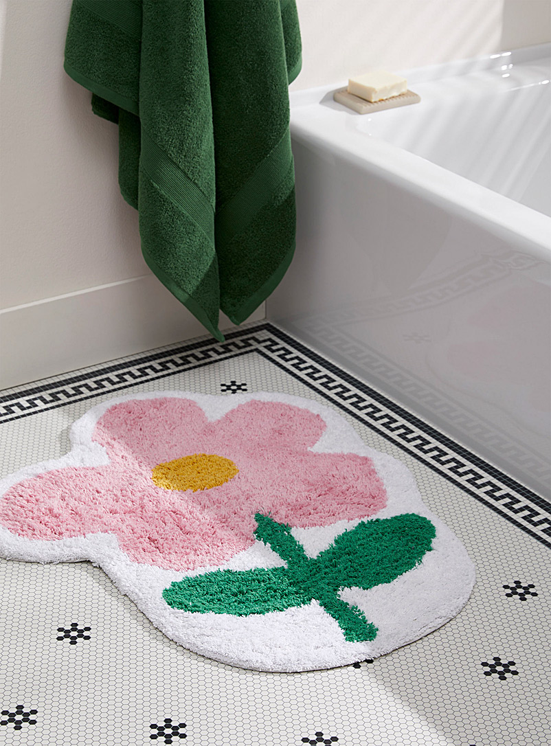Simons Maison: Le tapis de bain coton recyclé fleur unique 58 x 72 cm Assorti