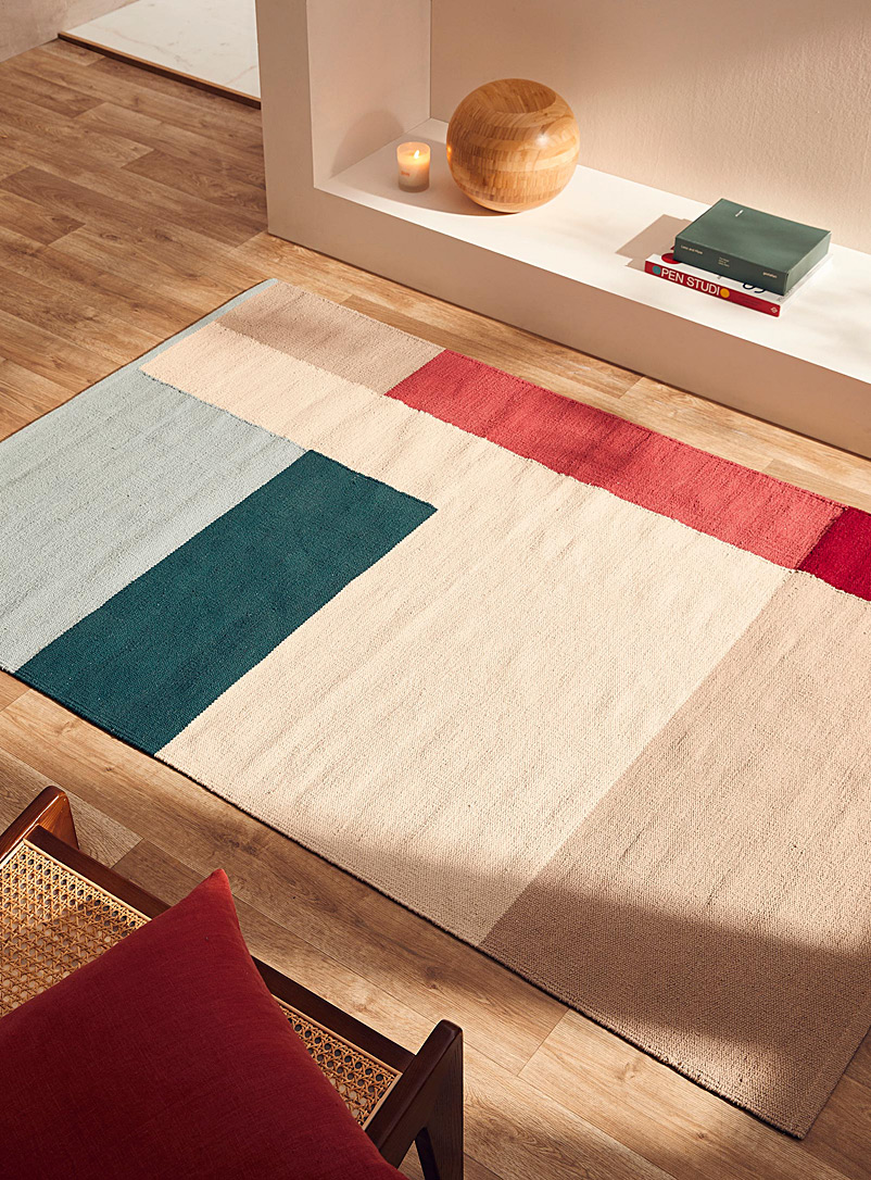 Hued colourful rectangles rug 120 x 180 cm