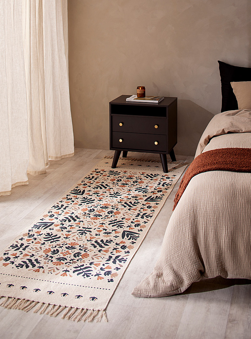 Simons Maison: Le tapis de couloir mosaïque florale 75 x 215 cm Écru à motifs