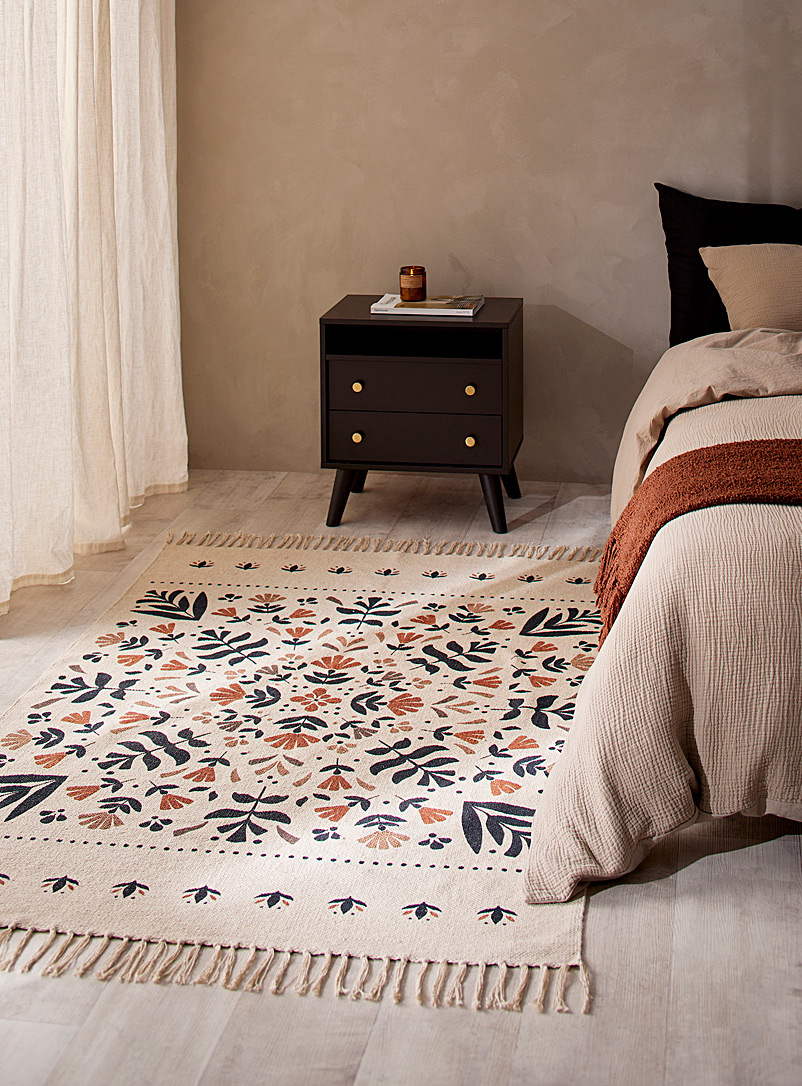 Simons Maison: Le tapis mosaïque florale 120 x 180 cm Écru à motifs