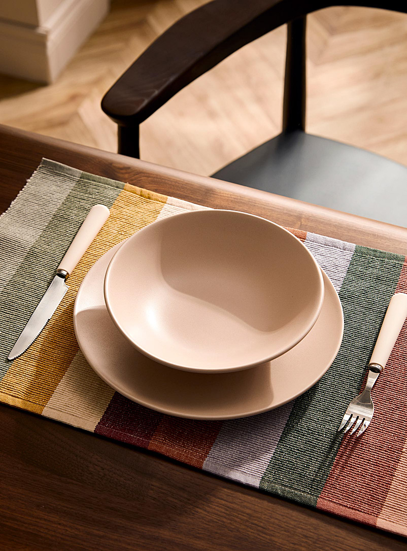 Simons Maison Assorted Fall stripes recycled cotton placemat