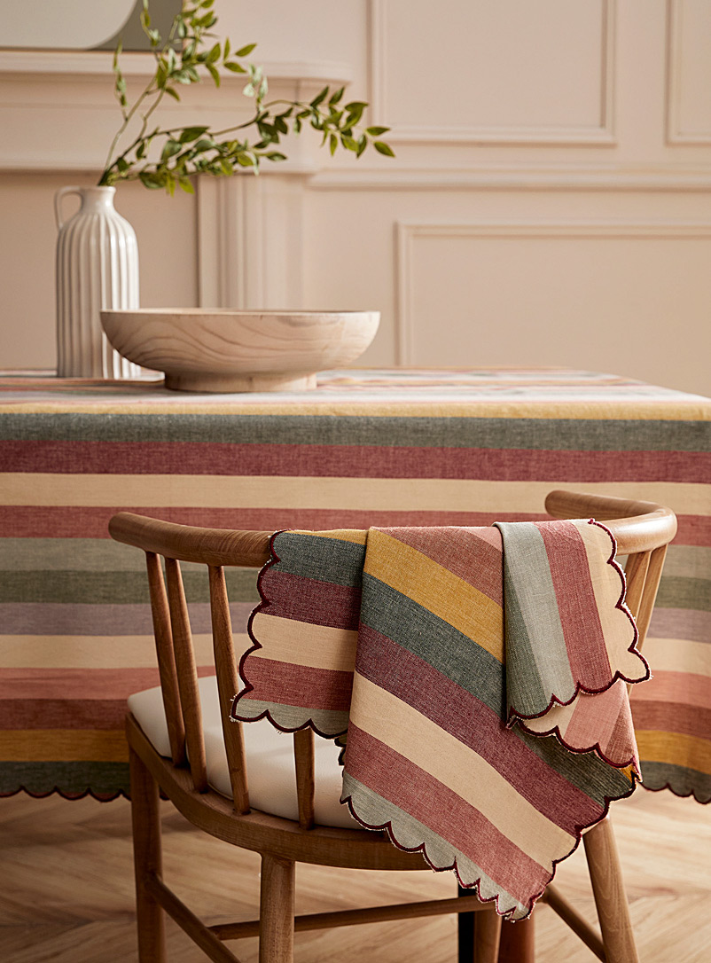 Simons Maison Assorted Autumnal stripes recycled cotton napkin