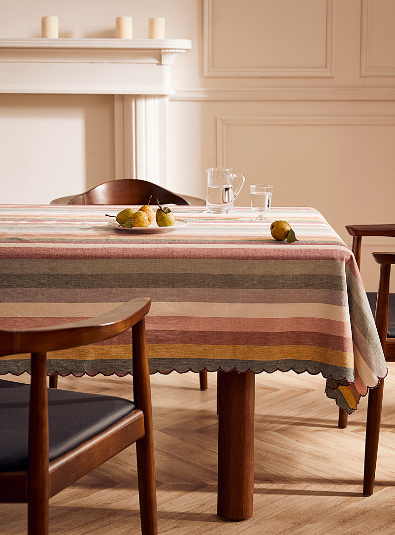 Simons Maison Assorted Autumnal stripes recycled cotton tablecloth