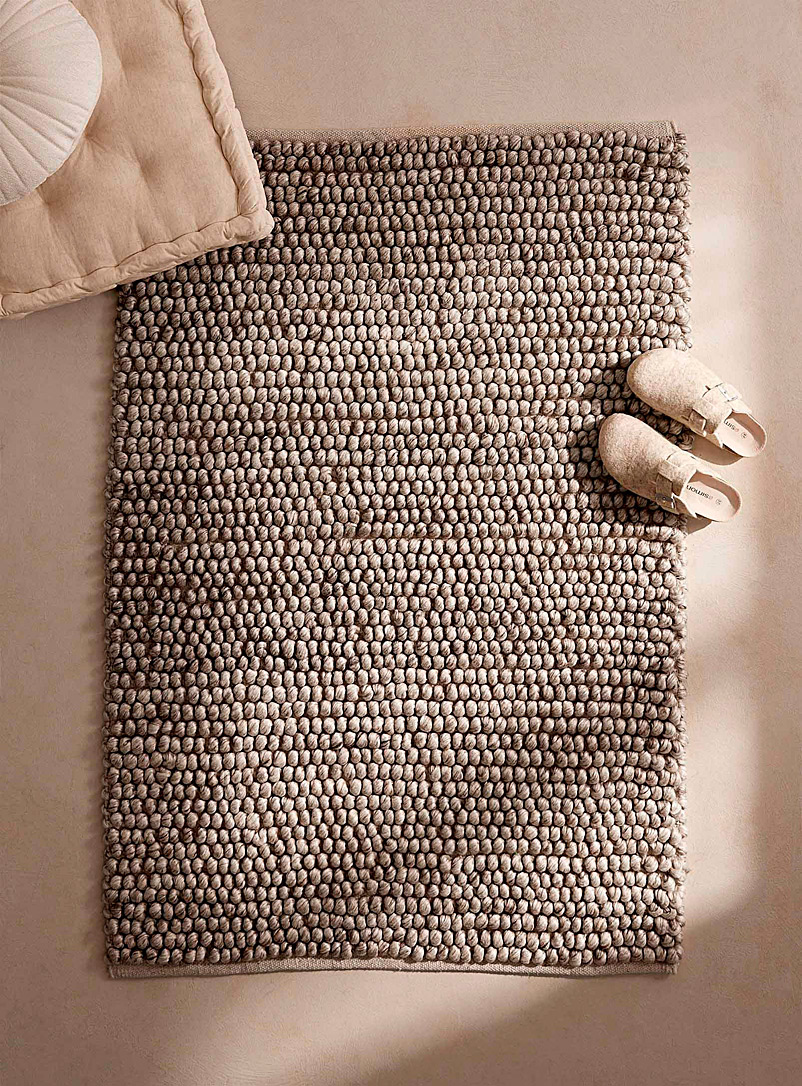 Simons Maison: Le petit tapis boucles de laine Voir nos formats offerts Brun à motifs
