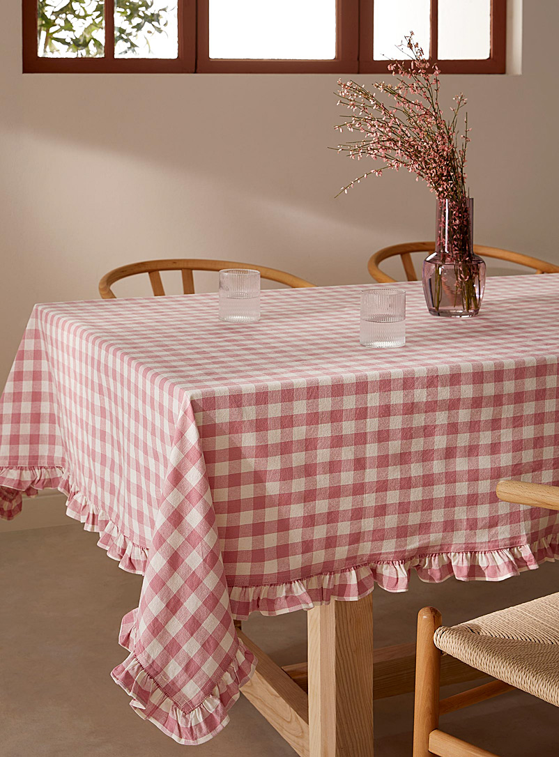 Simons Maison Pink Pink gingham recycled cotton tablecloth