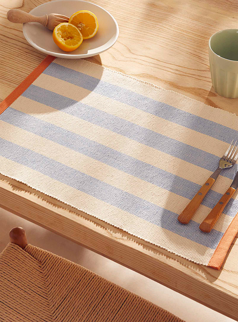 Simons Maison Patterned Ecru Vacation stripes recycled cotton placemat